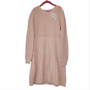 Little Lass | Thick Knit Sparkle Metallic Thread Long Sleeve Dress